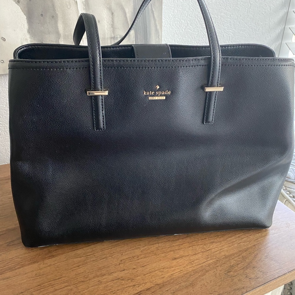 Kate Spade Black Leather Tote Bag